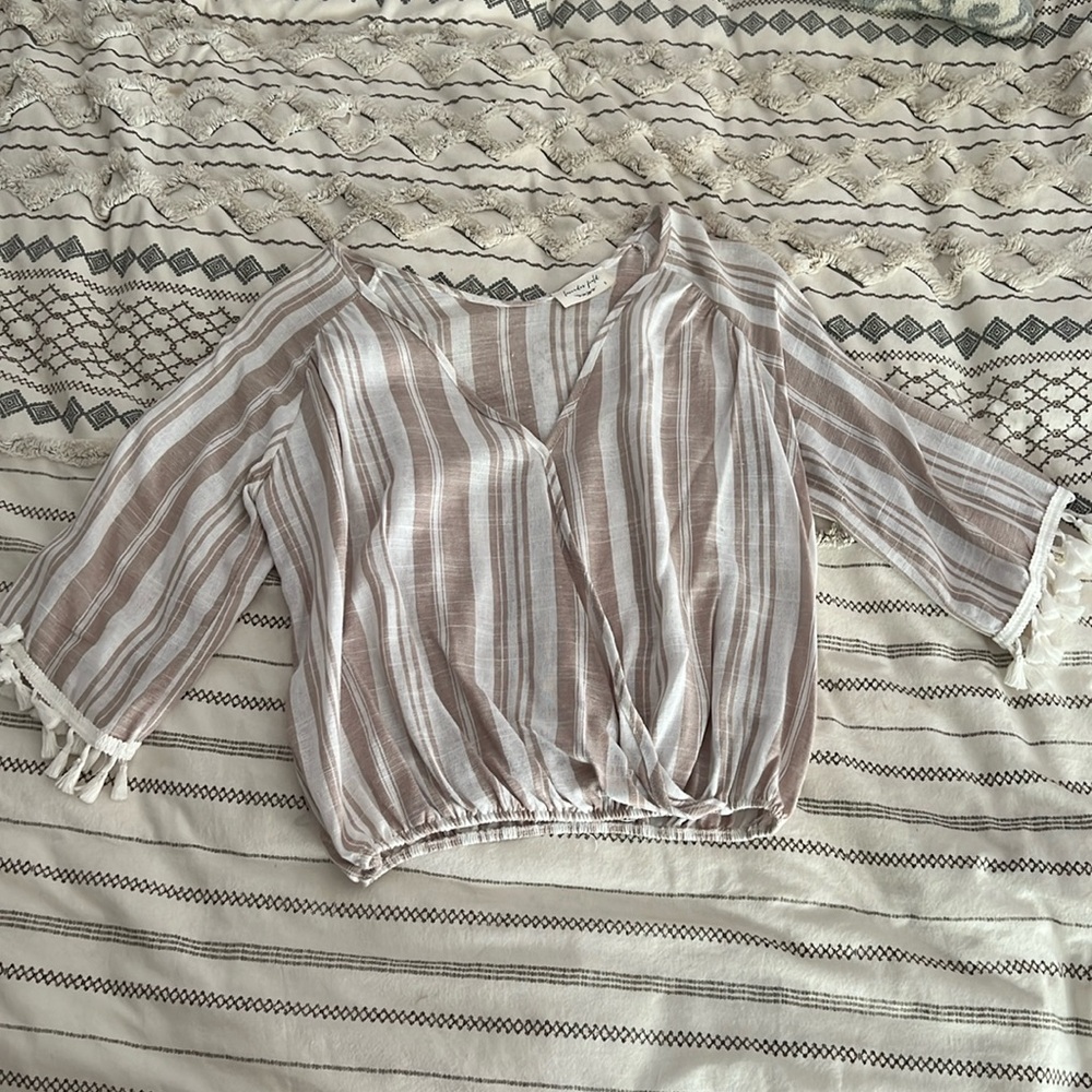 Linen tassel top